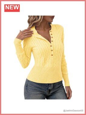 Women's Cable Knit Button Front Cropped Pullover Sweater